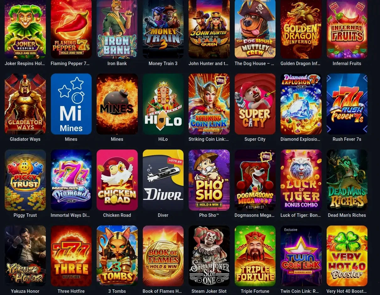 Oscarspin Casino Spiele Übersicht